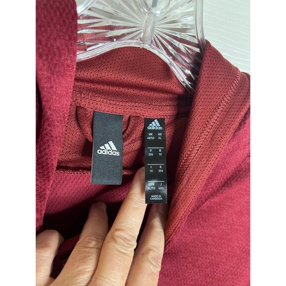 Adidas Men's Logo Hoodie Sweatshirt Burgundy/Brown ~ Size XL - Picture 4 of 5